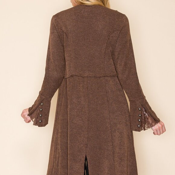 VOCAL BROWN cardigan duster western studded military MAGNOLIA BOHEMIAN WRAP S-3X - Picture 5 of 16